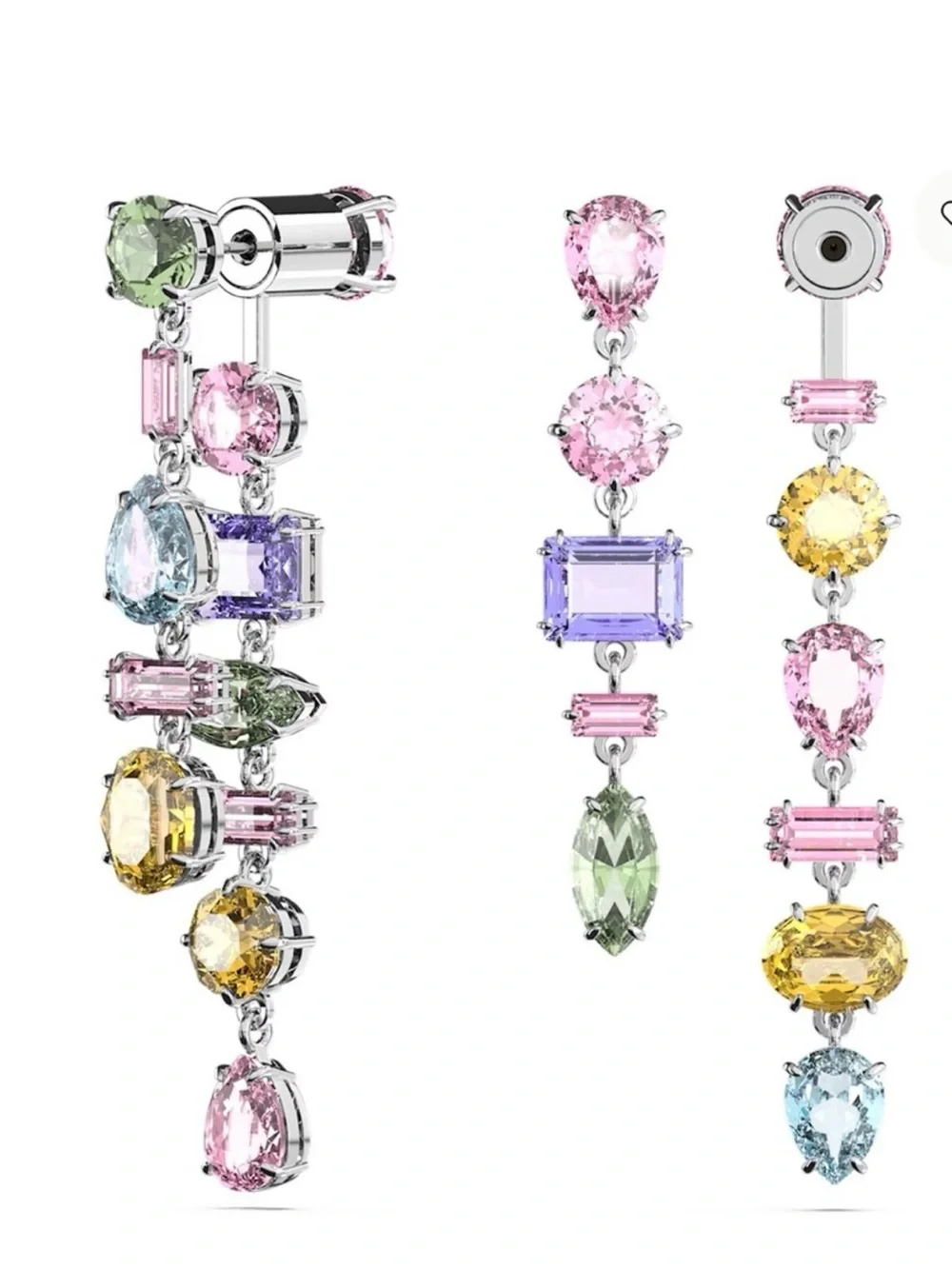 Swarovski Pastel Multi-Gem Drop Earrings in Pink, Yellow, Green & Blue